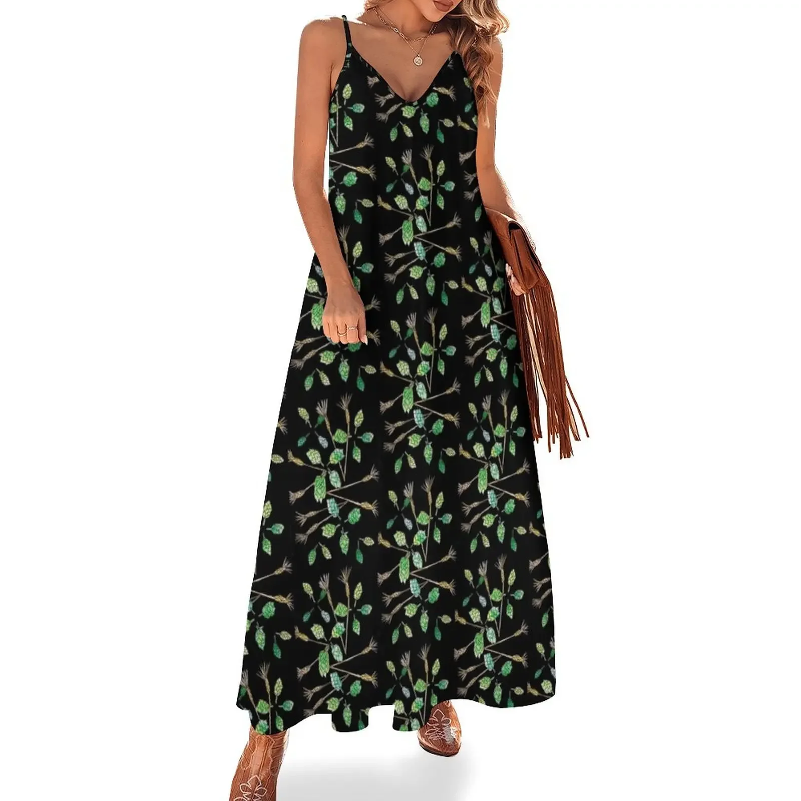 

Hops and Wheat (black background) Sleeveless Dress summer dress korean women ladies dresses for special occasions