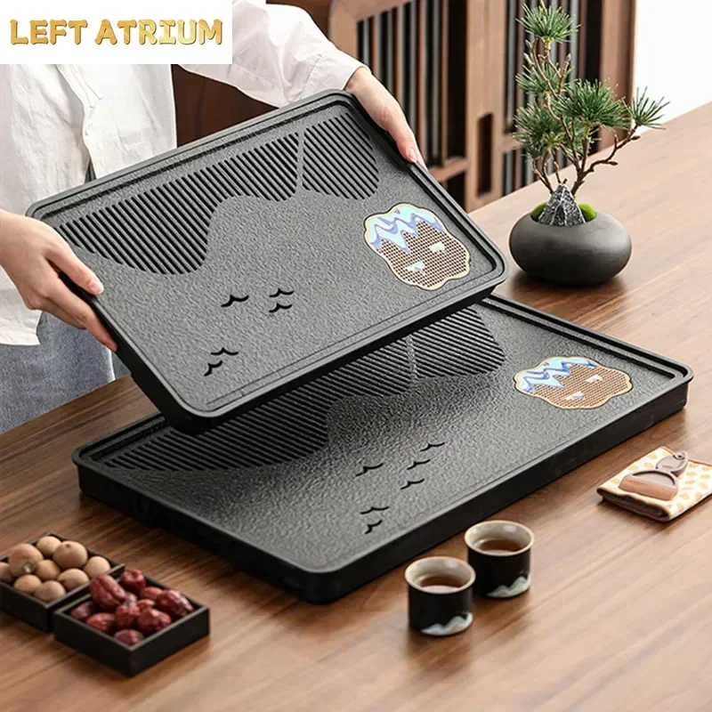 

Роскошный каменный поднос для хранения воды, чайный поднос для хранения воды, дренажный китайский поднос для заваривания чая, домашний офис, чайные аксессуары, принадлежности для чайной посуды