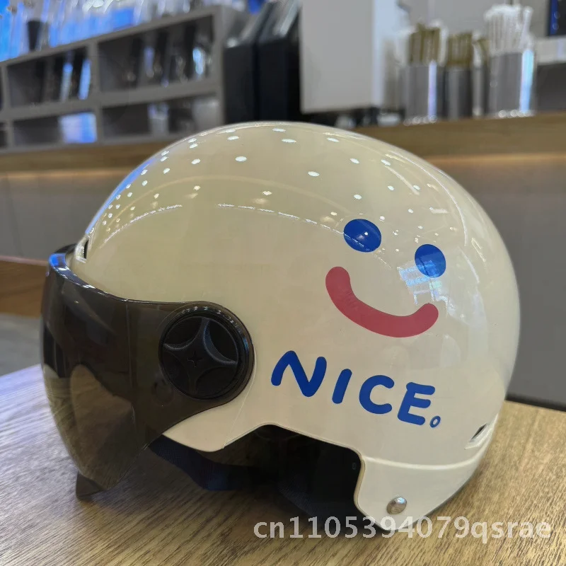 

3C Certified Safety Motorcycle Helmet Unisex Summer Sun Protection Cartoon Design Electric Car Helmet with Detachable Ear