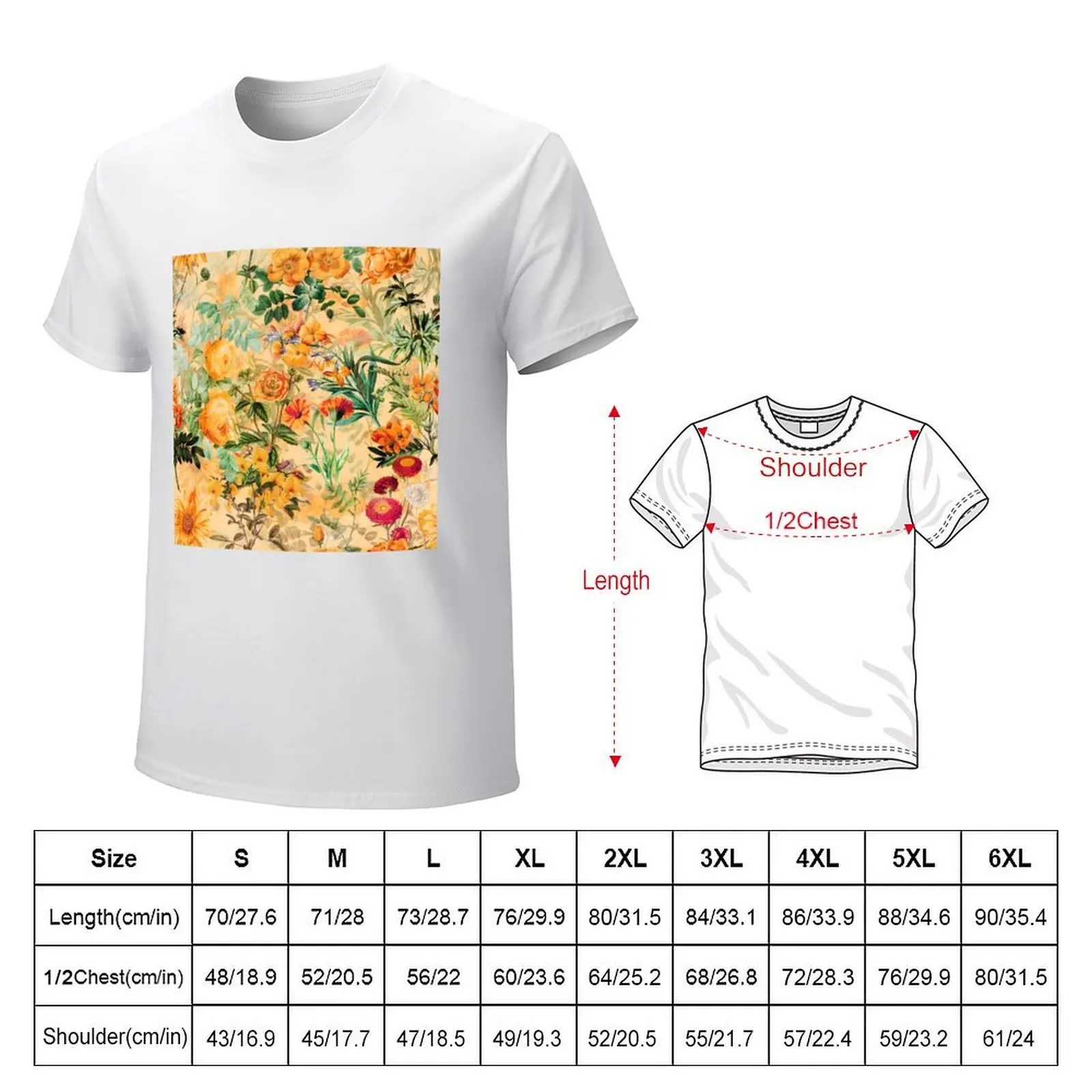 Vintage Botanical Golden Summer Day Botanical Garden T-Shirt customs design your own plus sizes T-shirt men