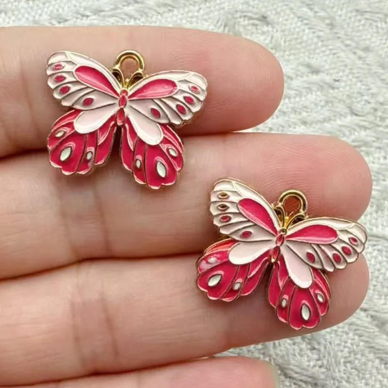 10pcs Alloy Enamel Halloween Decoration Charms Exquisite Pattern Moth Butterfly Pendants for DIY Jewelry Making Accessories