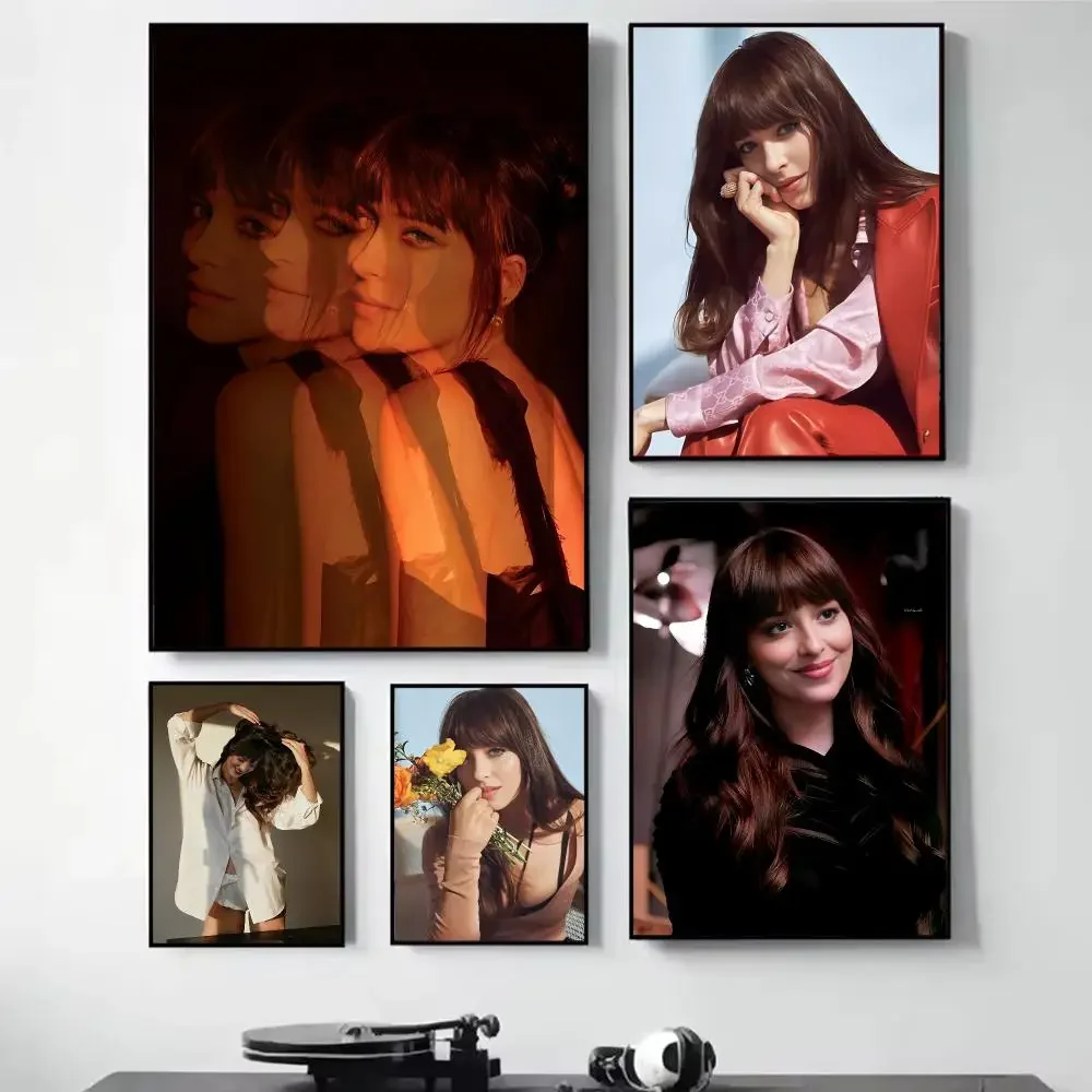 Movie Star D-Dakota Johnson Painting Calligraphy Self Adhesive Wall Art Waterproof Print For Bedroom Living Hallway Home Decor