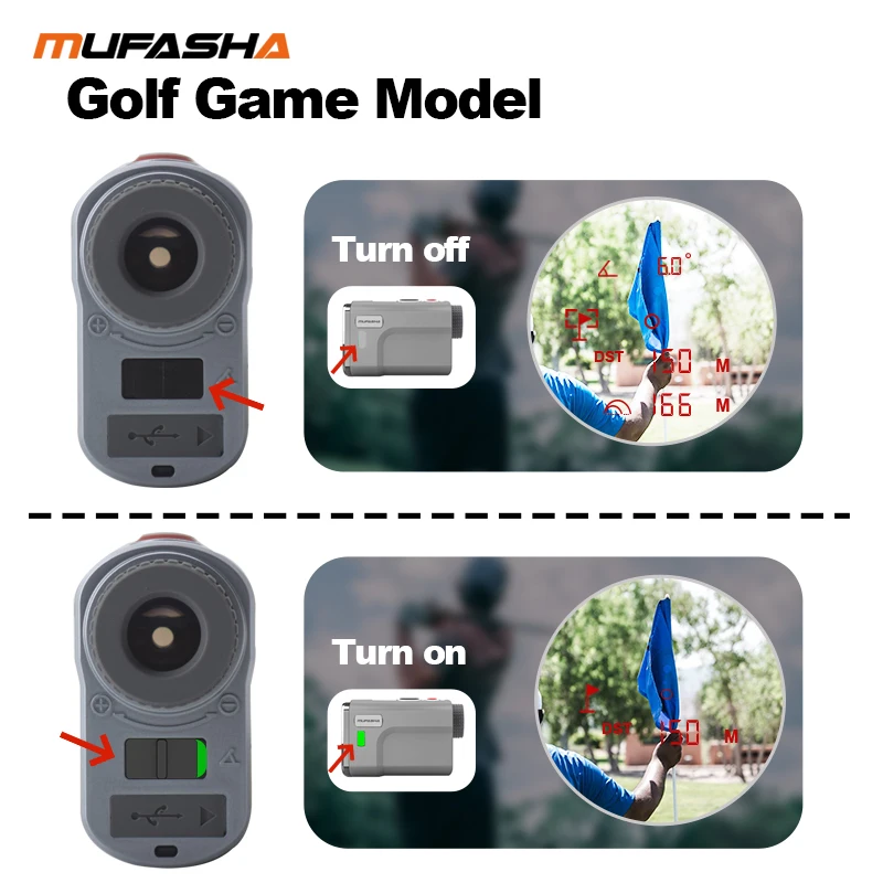 MUFASHA LB10 5-1000M Laser Rangefinder Golf Mode Competition Use Vibrations PIN SEEKER Type-C Charging