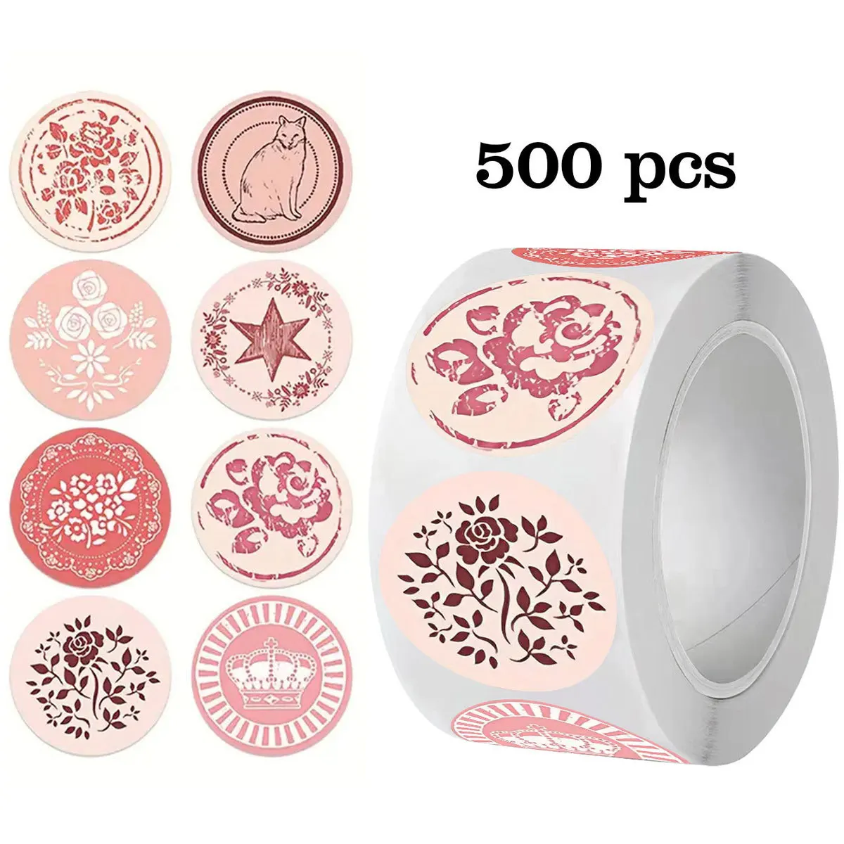 Round Self Adhesive Thank You Stickers Kraft Paper Seal Labels For Small Business Gift Envelope Package Decor