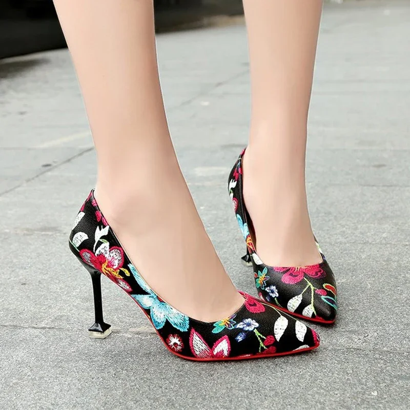 Print Random Sexy High Heels Shoes Women Shallow Dress Shoes 2024 Summer New Fashion Pointed Toe Shoes Party