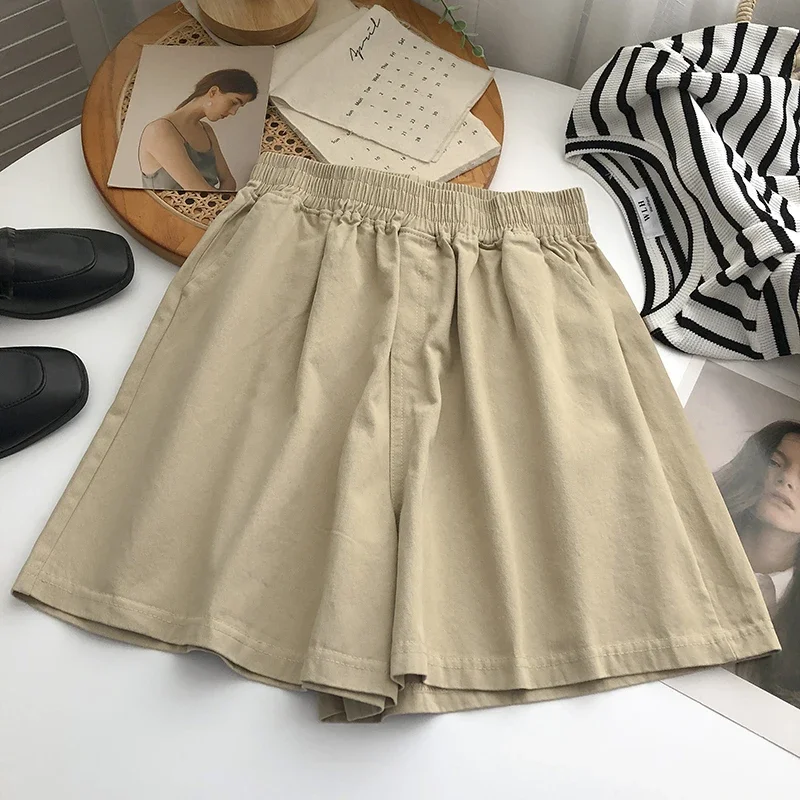 High Waist Wide Leg Pants Women's Summer Korean Sle Loose Fit Cotton Elastic Waist Sports Casual orts Home Wear