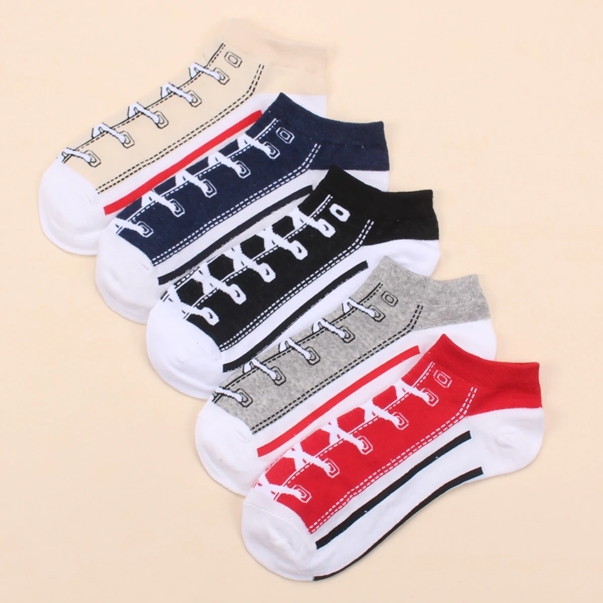 5 Pairs Women\'s Funny Shoe Print Socks Fashion Style Hip Hop Cute Fashion Soft Slippers And Socks