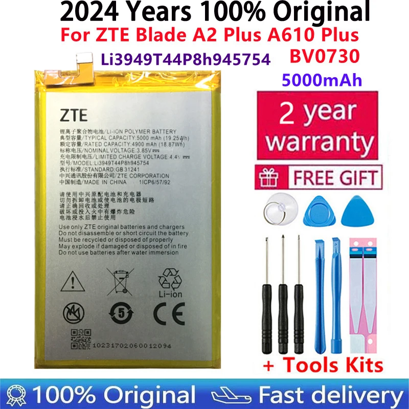 

2024 Years Original 5000mAh Li3949T44P8h945754 Battery For ZTE Blade A2 Plus BV0730 A2Plus / ZTE Blade A610 Plus Battery