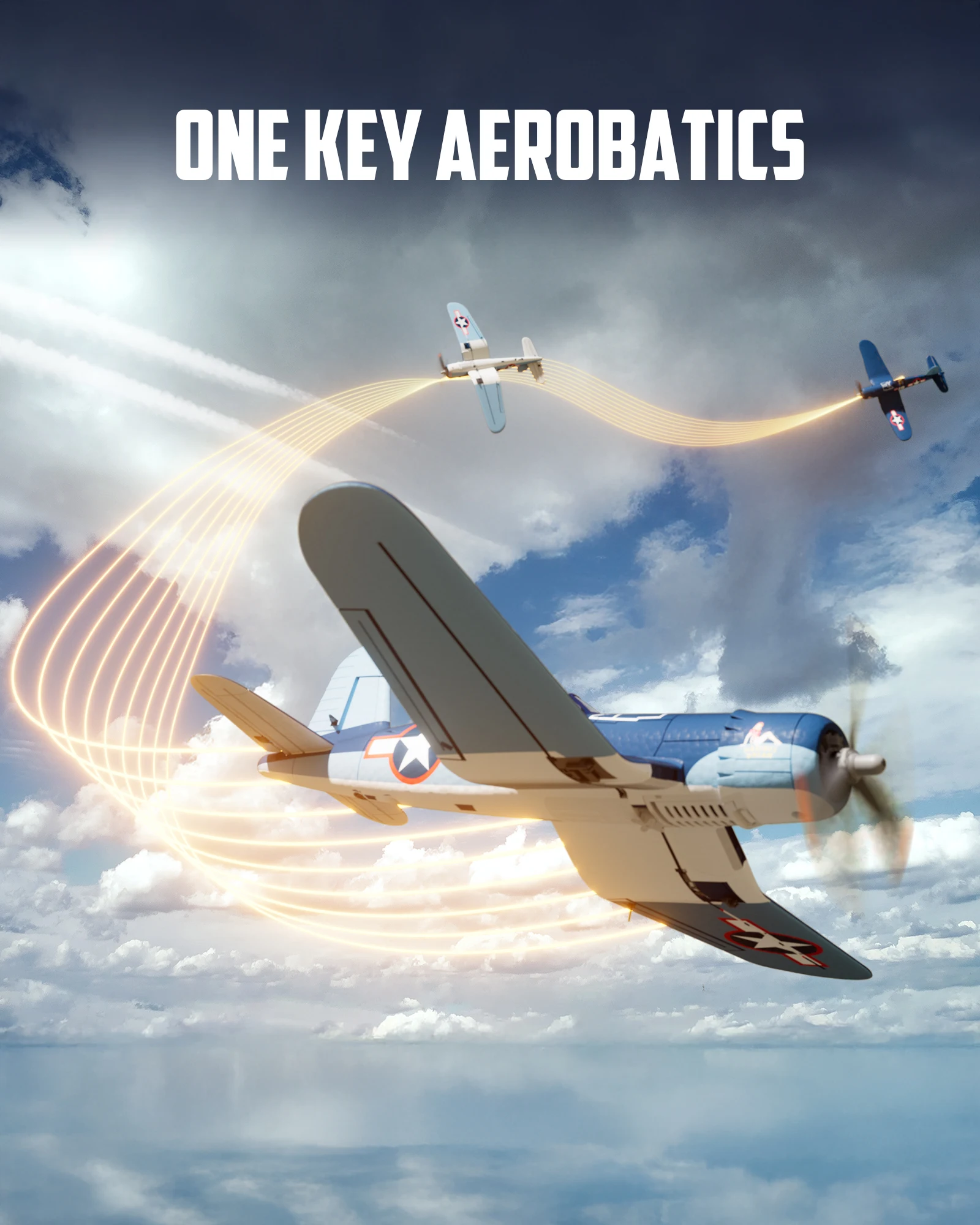 Volantexrc Brushless F4U Corsair RC Planes for Adults, Upgraded 4-Channel RTF RC Airplane,One-Key Aerobatic,Ideal for Outdoors