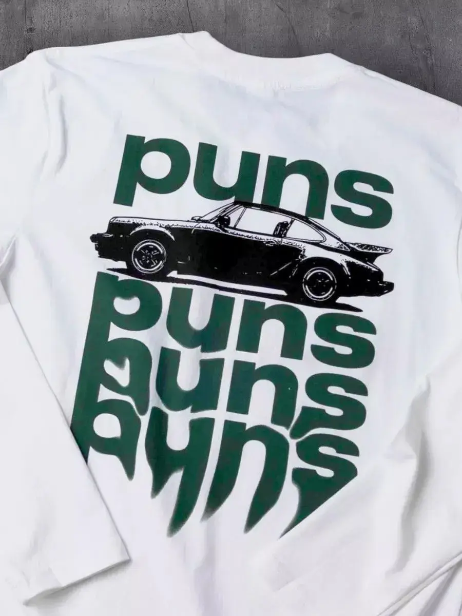 

America Vintage Brand Car Graphic Tee Long Sleeve Pullover 100% Pure Cotton Personality Loose Letter Print Loose Casual Hip Hop