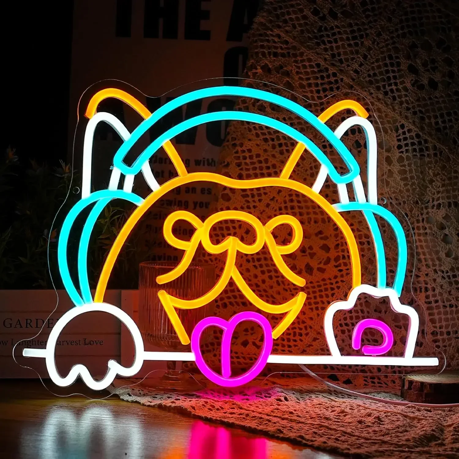 Cute Cat Headphone Neon Sign LED Wall Art USB Powered Kitty Music Theme Decor Home Bedroom Cafe Party Aesthetic Hanging Light
