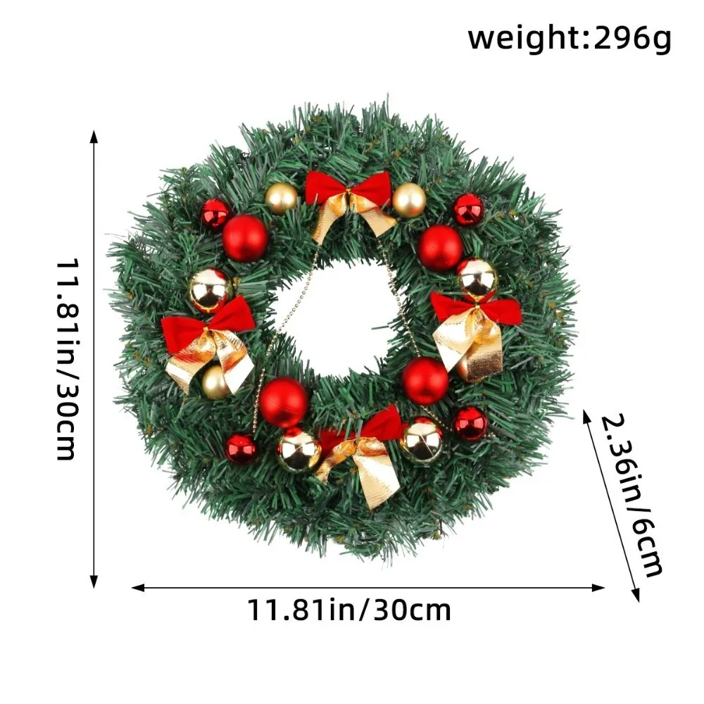 Holiday Decor 30cm Christmas Wreath Red Berries Plastic Artificial Garland Frosted Branches Christmas Decoration Front Door