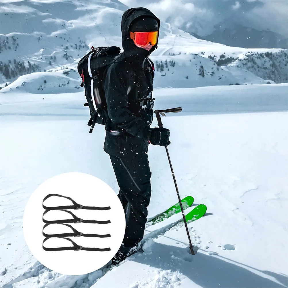 

Комплект из 4 регулируемых нейлоновых ремней для лыжных палок, треккинговых палок, тростей, палок для хайкинга, сноуборда и активного отдыха на природе