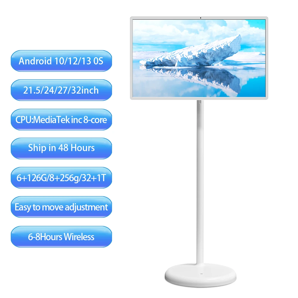 

Indoor 24Inch TV LCD Wireless Display Smart Touch Rechargeable Rotatable Moveable Android Monitor Portable Tv