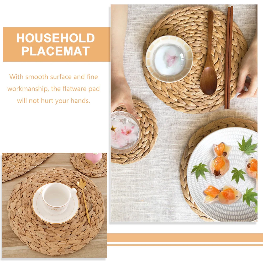 تحديد الموقع المنزلية المنسوجة جولة النمط الرعوي العزل الحراري طاولة طعام الديكور مقاومة للاهتراء إبريق الشاي حصيرة أطباق وسادة #6