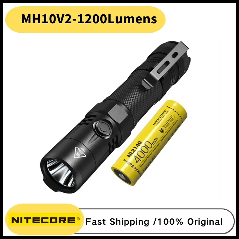 NITECORE MH10 V2 Rechargeable Led Flashlight 1200Lumens Utilizes a CREE XP-L2 V6 LED With 18650 4000mAh Battery Ultra Light