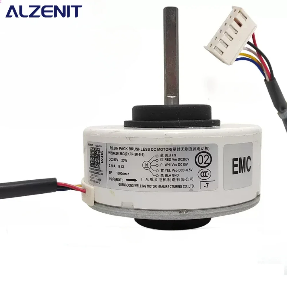 

New DC Fan Motor WZDK20-38G For Midea Air Conditioner Indoor Unit DC280V 20W 1800r/min ZKFP-20-8-6 Conditioning Parts