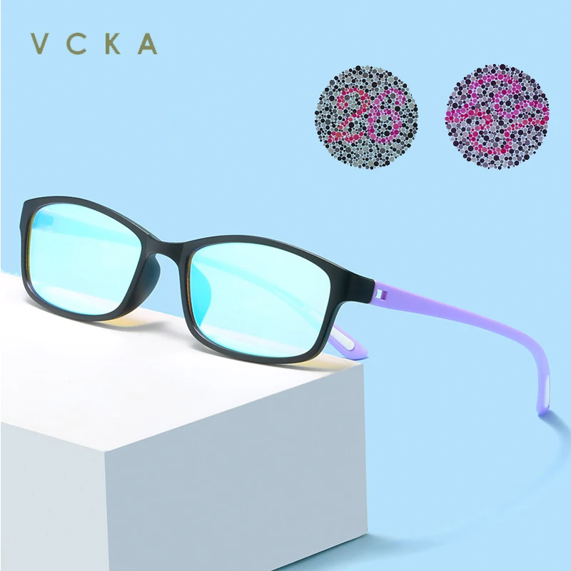 VCKA TR90 Ultralight Round Vintag Functionality Red-green-blind Color-weak Glasses Men Women Correction Color-defining Eyewear