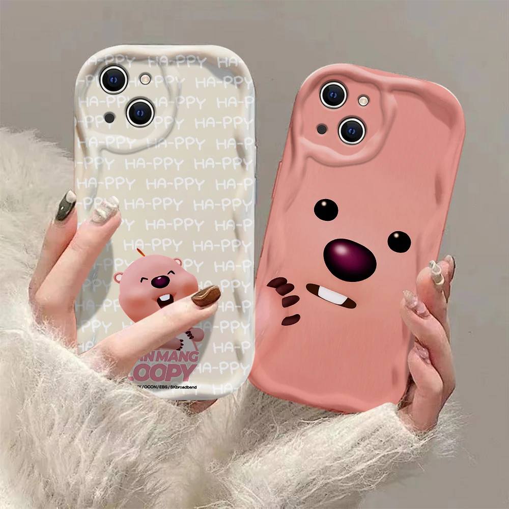 Cartoon L-Loopys Korea Hot Dolls 3D Wave Case For iPhone 16 15 14 13 12 11 Pro Max Mini X XR XSMAX 8 7 Plus Soft Silicone Cover