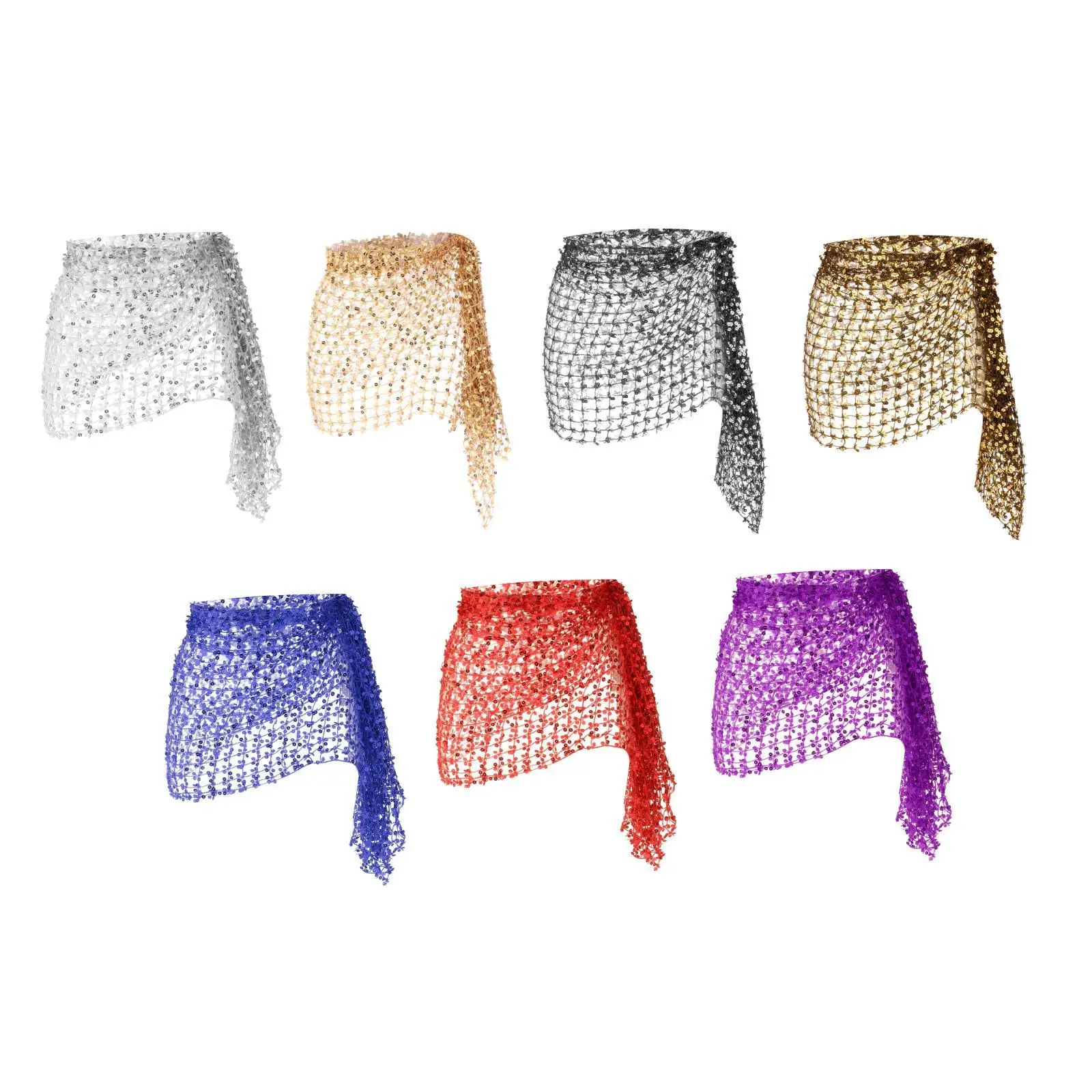 Shining Sequin Belly Dance Hip Scarf Wrap Belt with Gold Coins for Women Oriental Dance Costume
