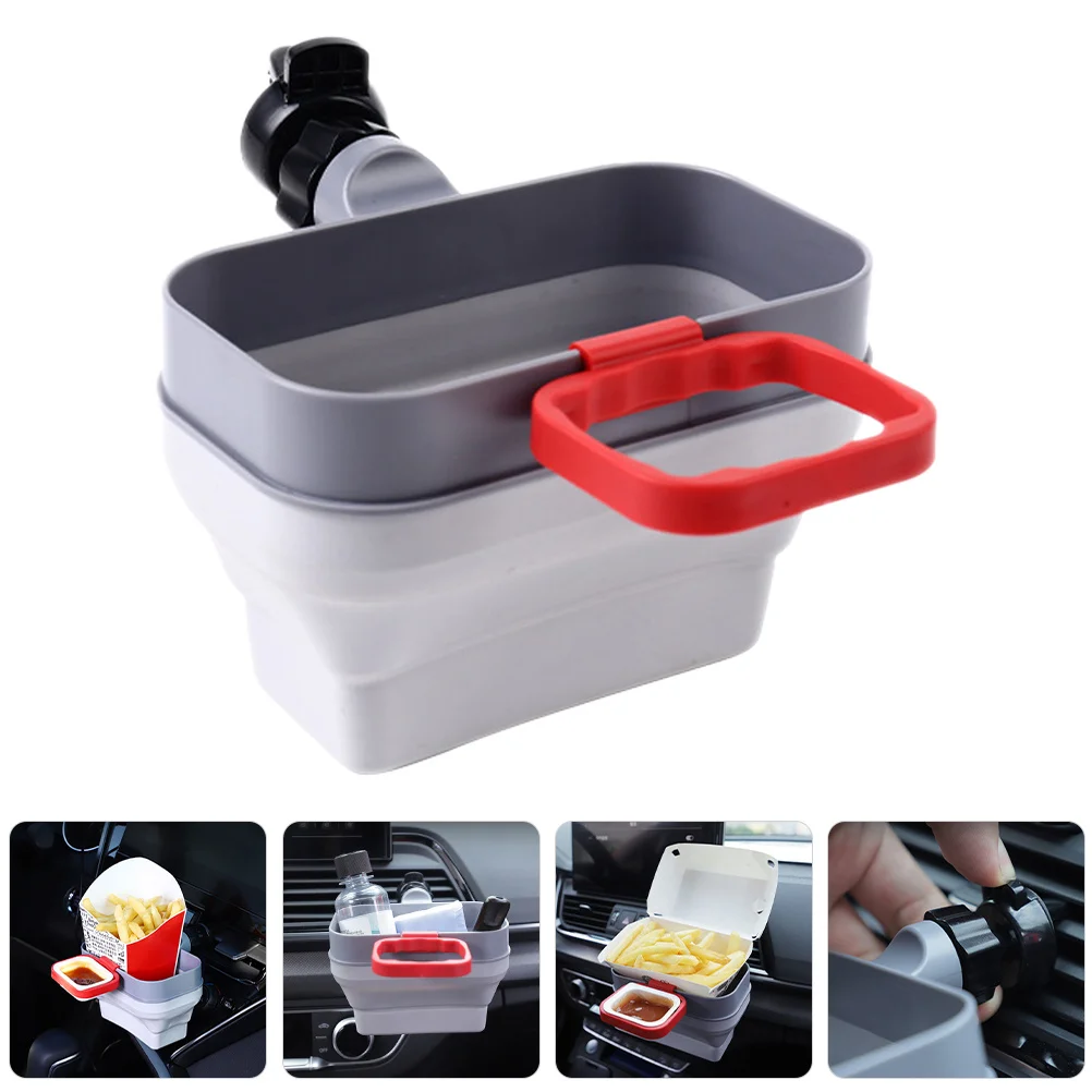 

Multifunctional Car Air Vent Sauce Holder for Snacks and Dips Foldable French Fry Container Travel-Friendly Condiment Rack