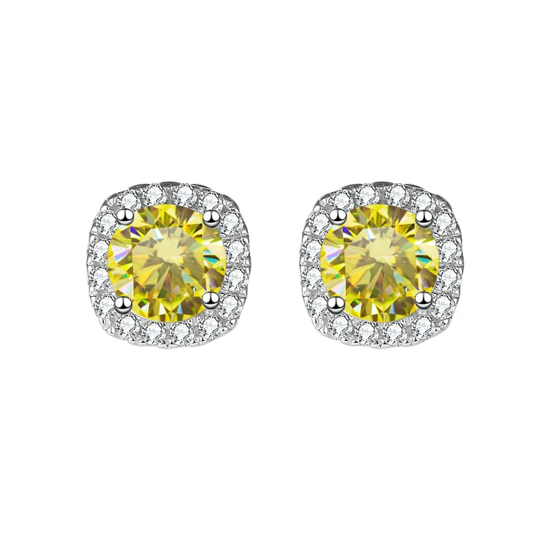 Butterflykiss Champagne Pink Black Moissanite Stud Earrings For Women 100%925 Sterling Silver Sparkling Wedding Jewelry With GRA