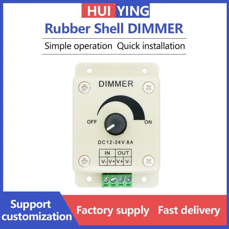 

LED Dimmer Switch DC 12V 24V 8A Adjustable Brightness Lamp Bulb Strip Driver Single Color Light Power Supply Controller