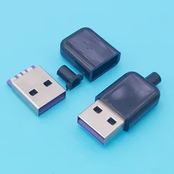 5Sets DIY USB 3.0 Male Connector (3 in 1) 3.0USB Power Plug Assemble Jack With Plastic Cover Charging Socket Soldering