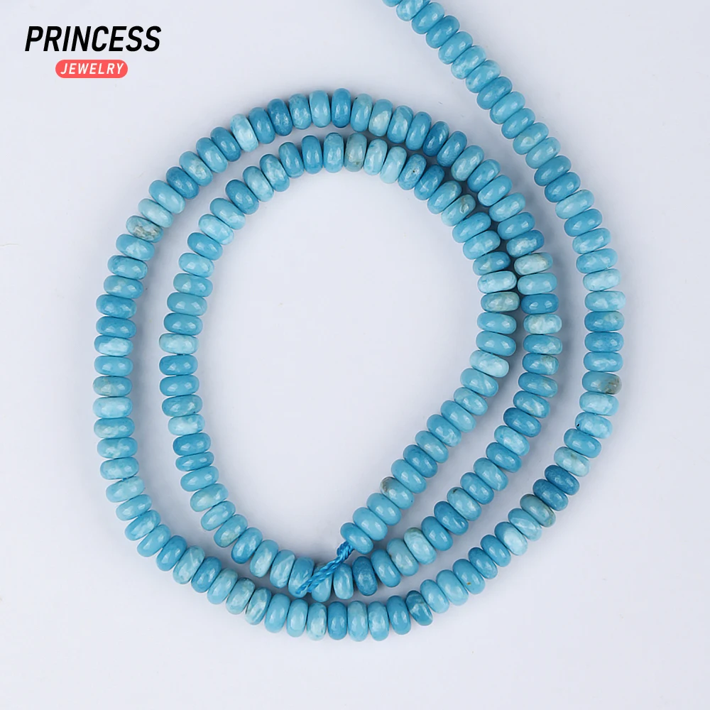 Batu langit biru Lazulite alami 2*4mm 3*6mm manik-manik Rondelle untuk membuat perhiasan gelang kalung Aksesori DIY grosir