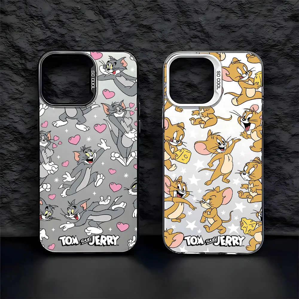 Cartoon T-Tom And J-Jerry For iPhone 16 15 14 13 12 11 ProMax XS Max XR 7 8 Plus Phone Case Shockproof Soft Silicone Back Covers