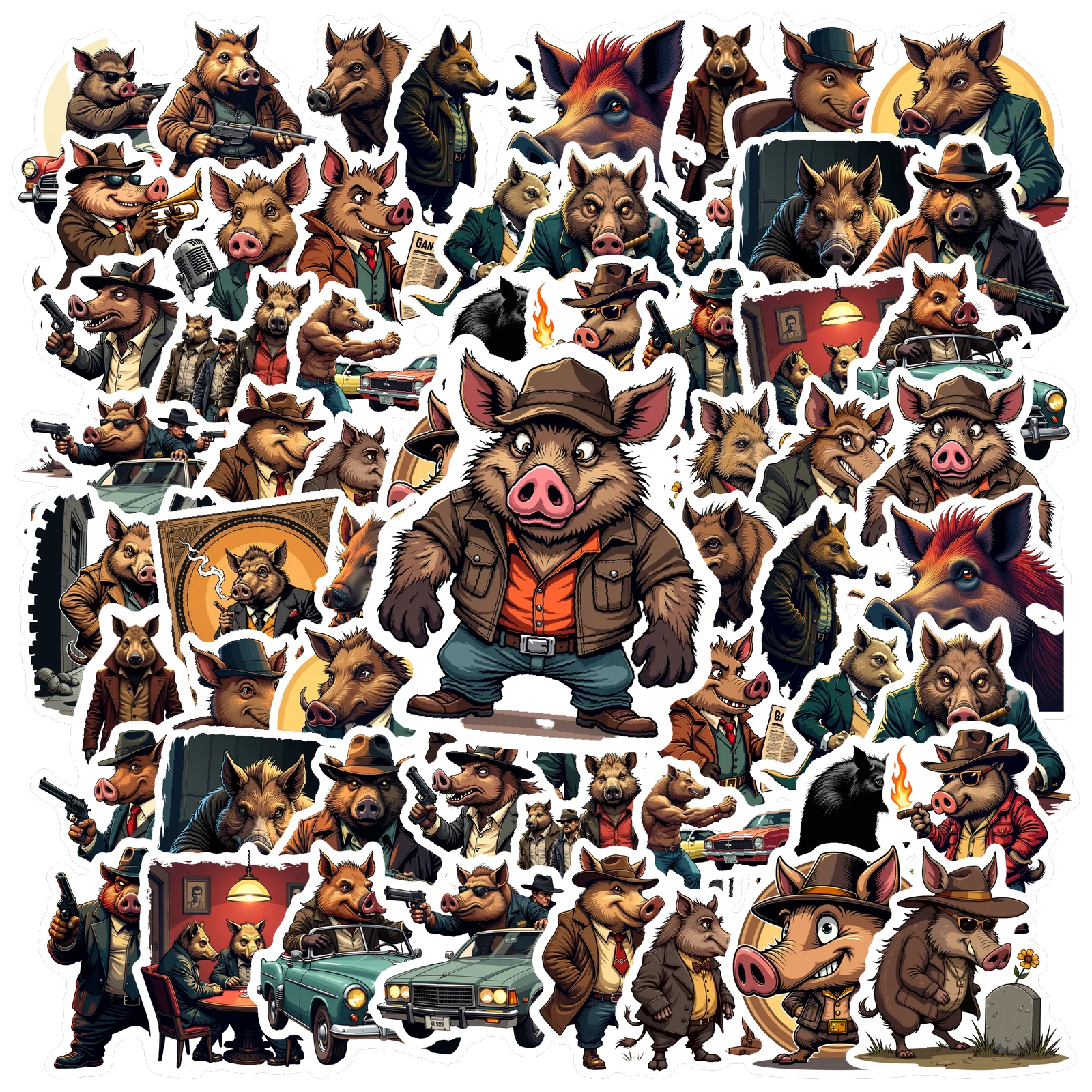 35pcs-70pcs Humorous Stickers Vintage Funny Stickers Stickers For Guitar DIY Bicycle Skateboard Laptop Luggage Decor