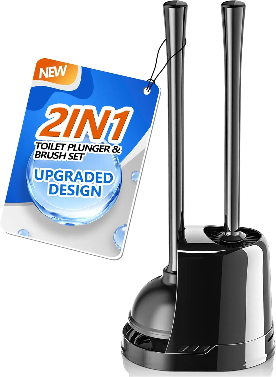 

Набор 2-в-1: ёршик и вантуз с держателем для сливов диаметром 5,3 дюйма, сверхпрочный инструмент для чистки ванной комнаты, чёрный цвет