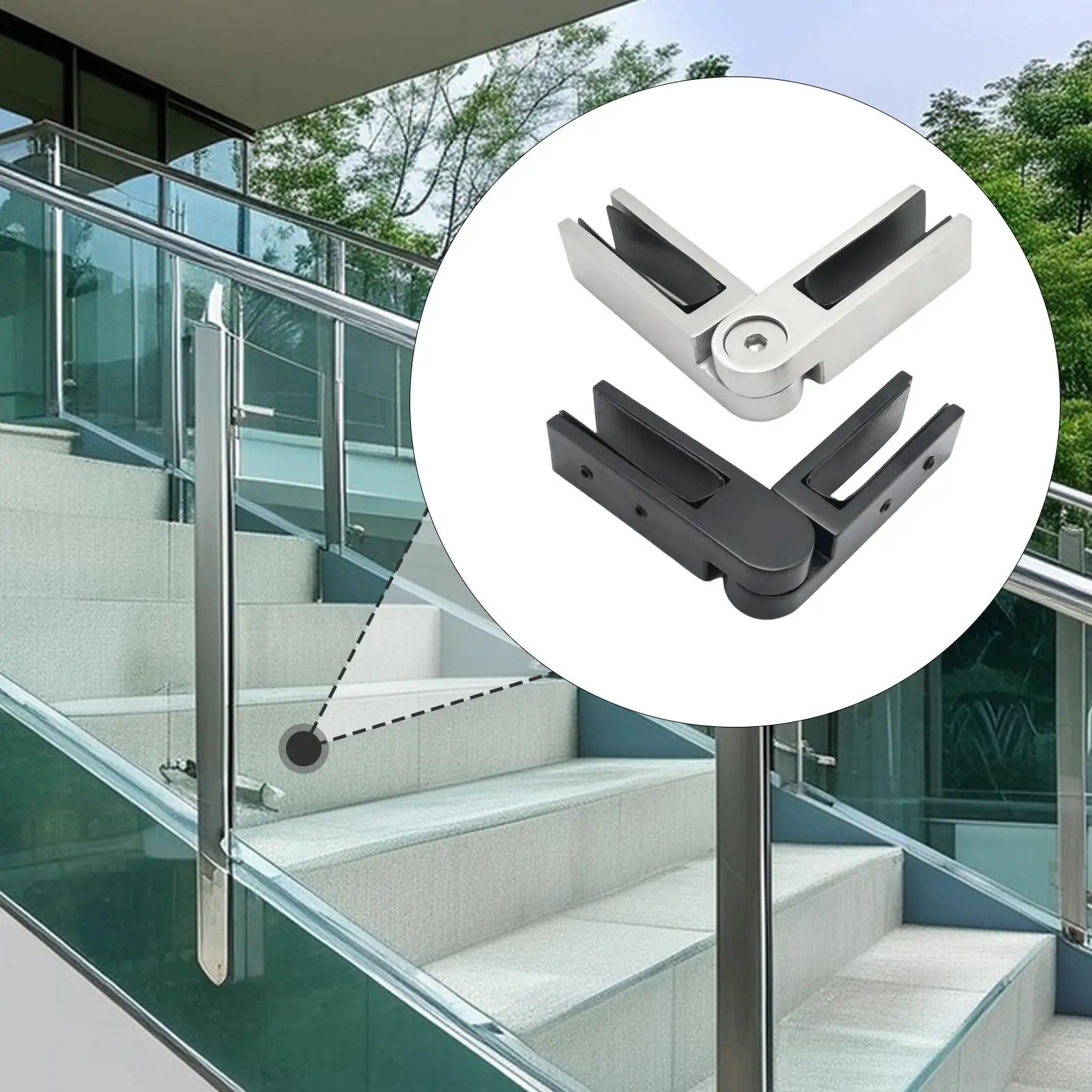 

Adjustable Glass to Glass Clamp 90 to Indoor & Outdoor Easily Install Railing Clip Bracket for Stairs Balcony Deck