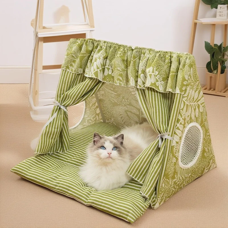 

Палатка для кошек, закрытая, съемная, моющаяся, летняя, уютная, всесезонная, гнездо для домашних животных для кошек и маленьких собак, подарок для дома, гостиной