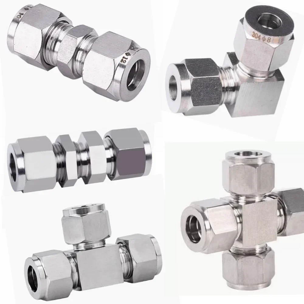 

1/8" 1/4" 3/8" 1/2" 3/4/6/8/10/12/14/16/18/20/25/30mm OD Double Ferrule Compression Union Connector 304 Stainless Steel