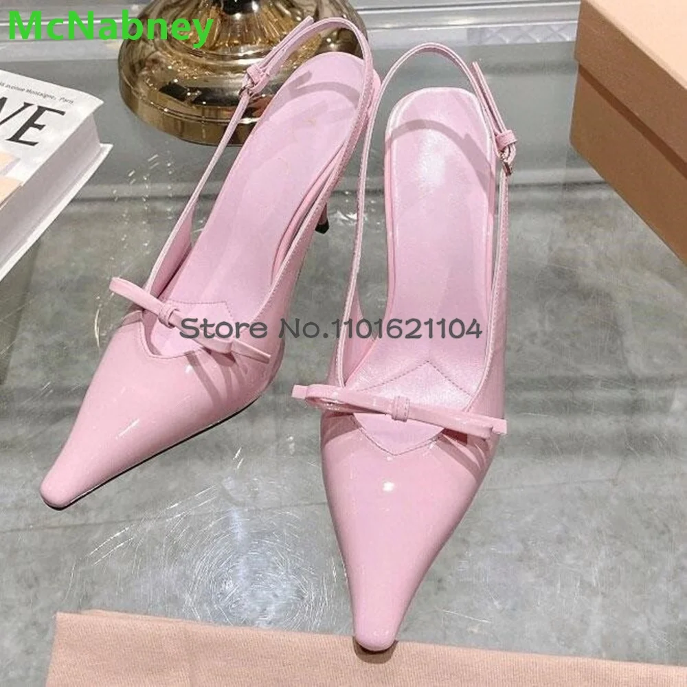 

Pointed Toe Butterfly-knot Luxury Pumps For Female Women 2024 Newest Thin High Heel Shallow Buckle Strap Elegant Fashion Shoes