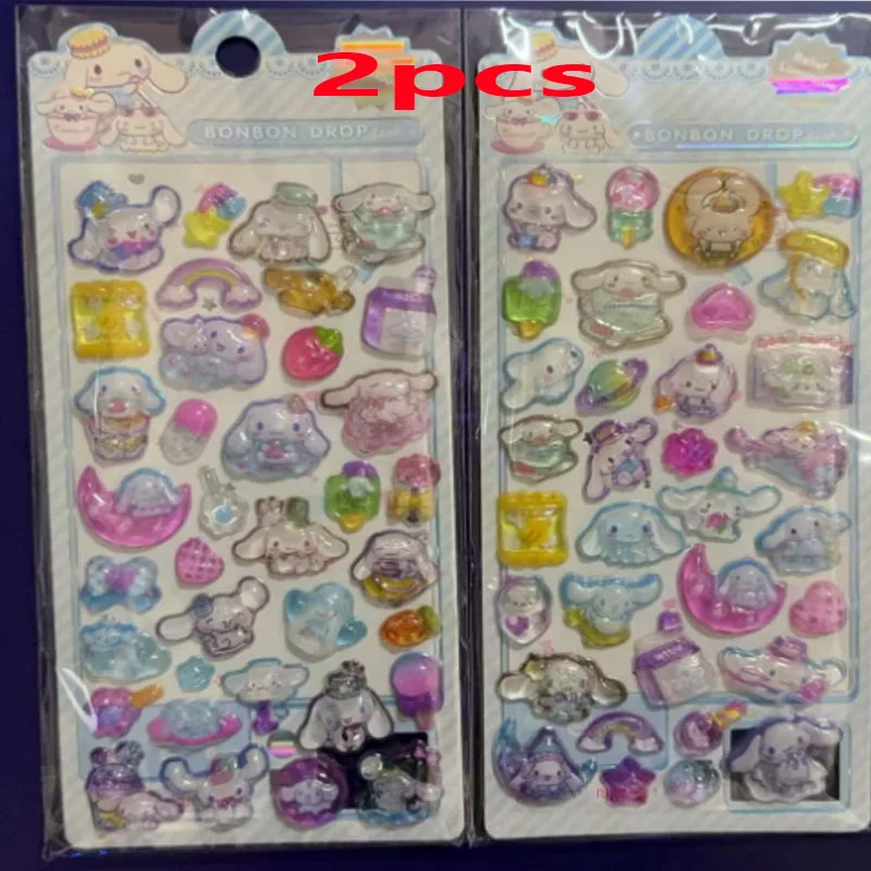 4 adesivi Anime Sanrio Hello Kitty Kuromi adesivi in cristallo in rilievo 3D per custodie per cellulari e altri oggetti Decorazione carina