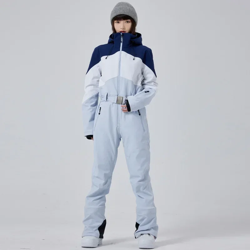 Setelan Ski 2025 luar ruangan pakaian profesional Ski pakaian salju tahan air tahan angin jumpsuit set Snowboarding wanita