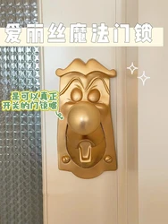 Alice In Wonderland Door Handle Cartoon Fairy Mirror Door Lock Resin Crafts Wall Hanging Decoration Home Living Room Ornament