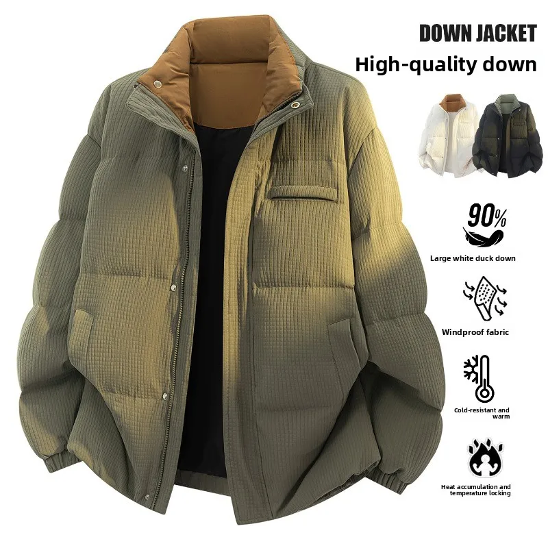 

2025 New Unisex Stand Collar Down Jacket Premium Thickened Plush Lined Windproof Warm Winter Parka Coat