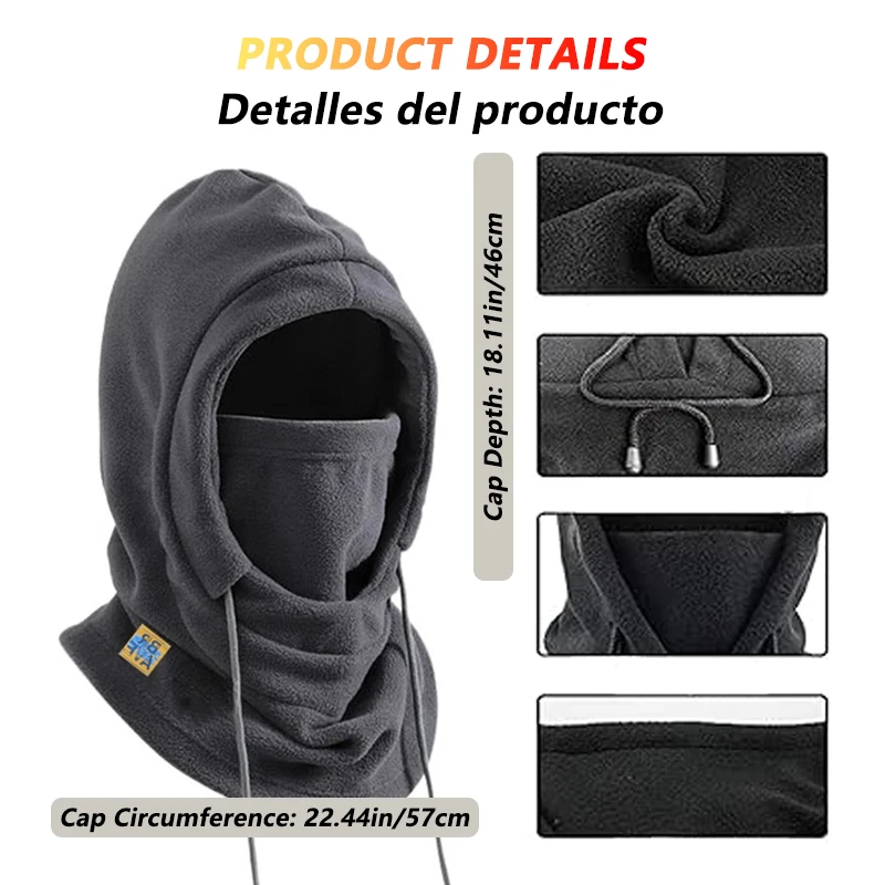 Balaclava Winter Hat, Men Women Kid Mask Scarf Earflap 4-in-1 Cap, Windproof Warm Mask for Cold Weather Motorcycle Bike Cycling