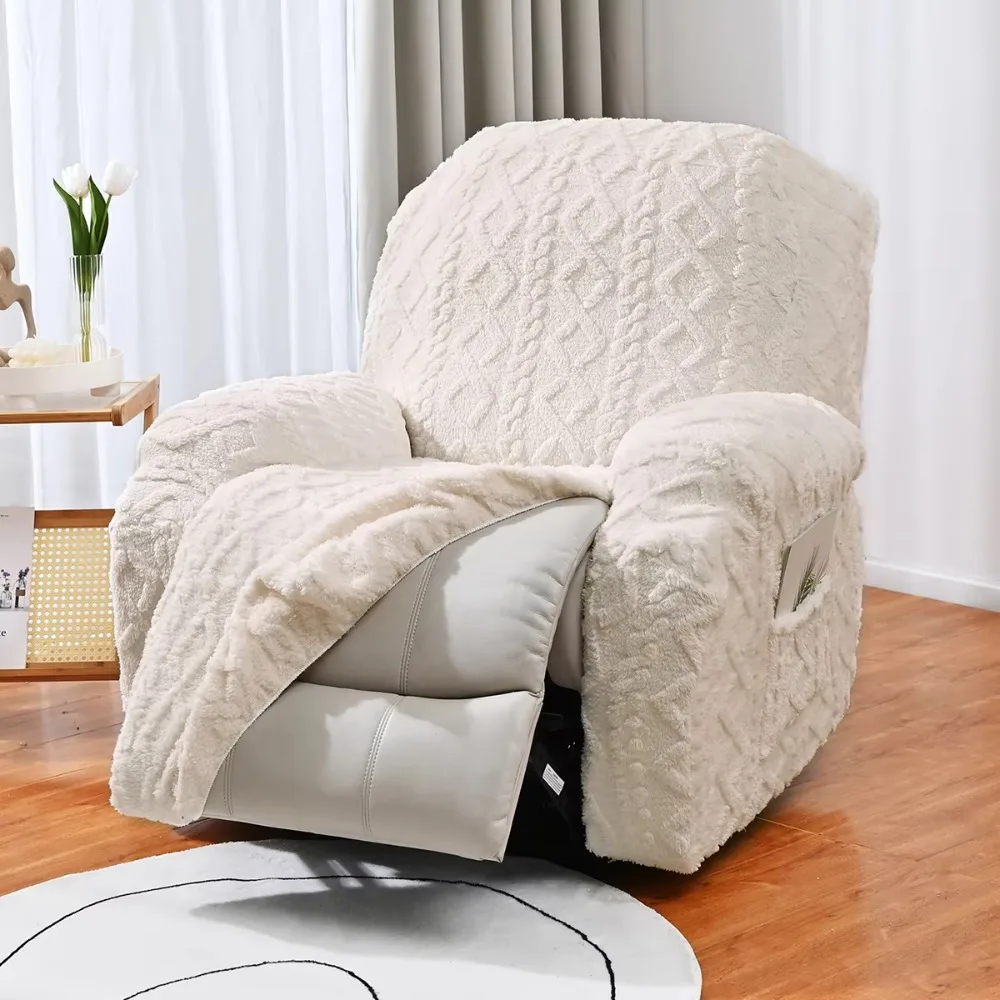 Double Side Jacquard Braid Winter Velvet Single Sofa Cover Elastic Wear Resistant Recliner Sofa Cover All-inclusive