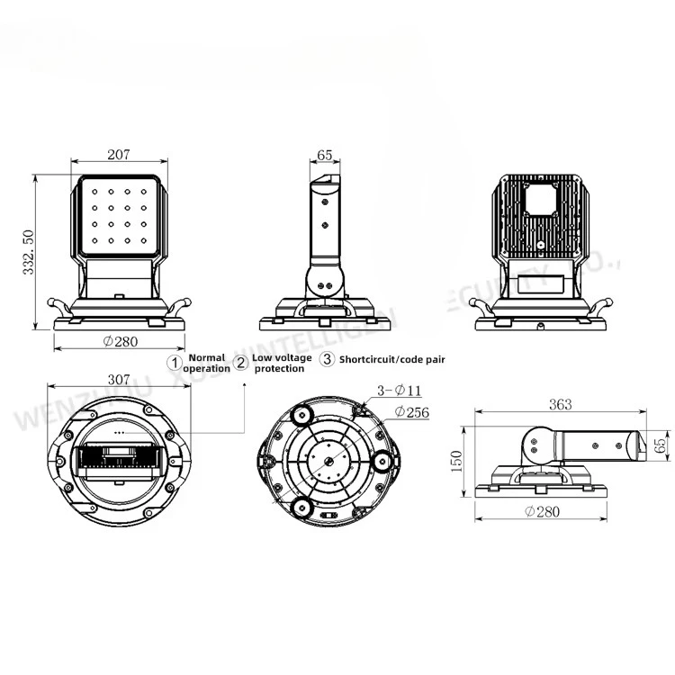150W/120W LED VEHICLE LIGHTING TRACKING PATROL VEHICLE ALL-ROUND REMOTE SEARCH VEHICLE ADDITIONAL MONITORING LIGHTS 6