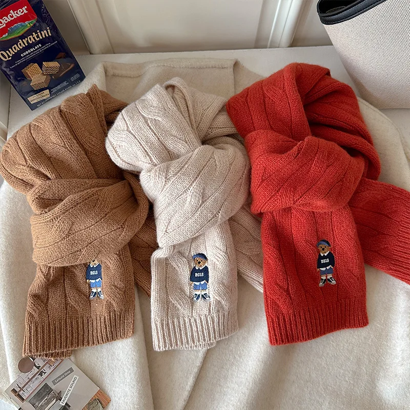 cachecol-classico-de-la-merino-100-com-trama-torcida-e-bordado-de-urso-estilo-vintage-britanico-adequado-para-homens-e-mulheres-no-inverno