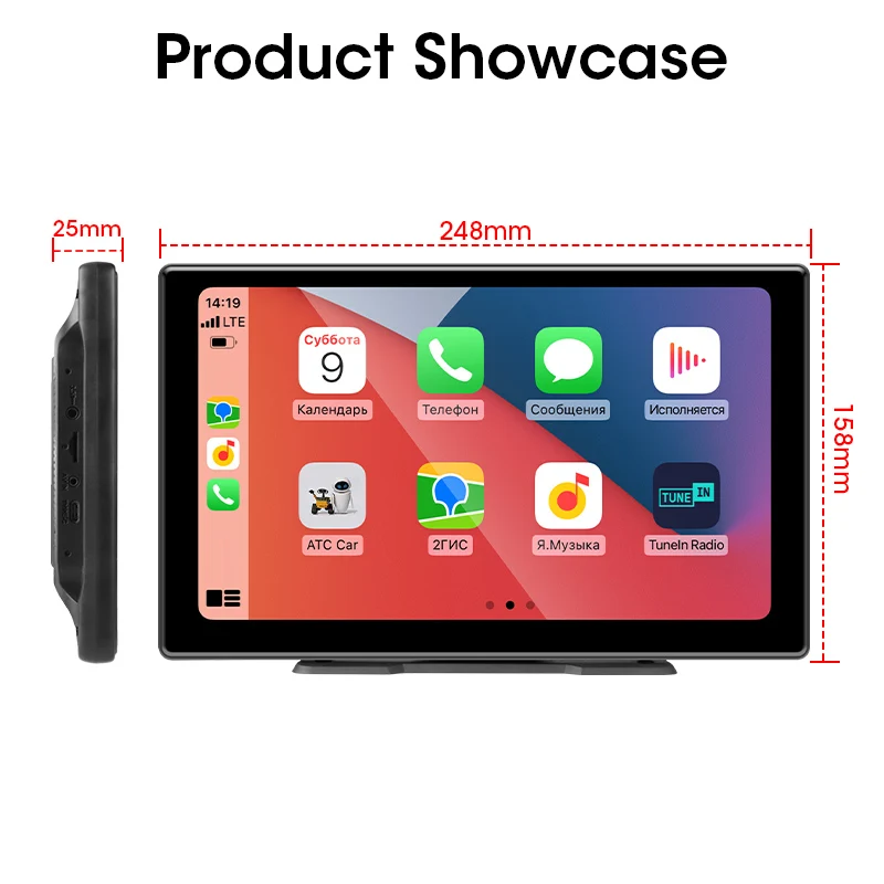 JMCQ 10.1 inch Large Screen Car Radio Multimedia Wireless Carplay Android Auto Dual Bluetooth 4K Front Cam GPS Navigation Player