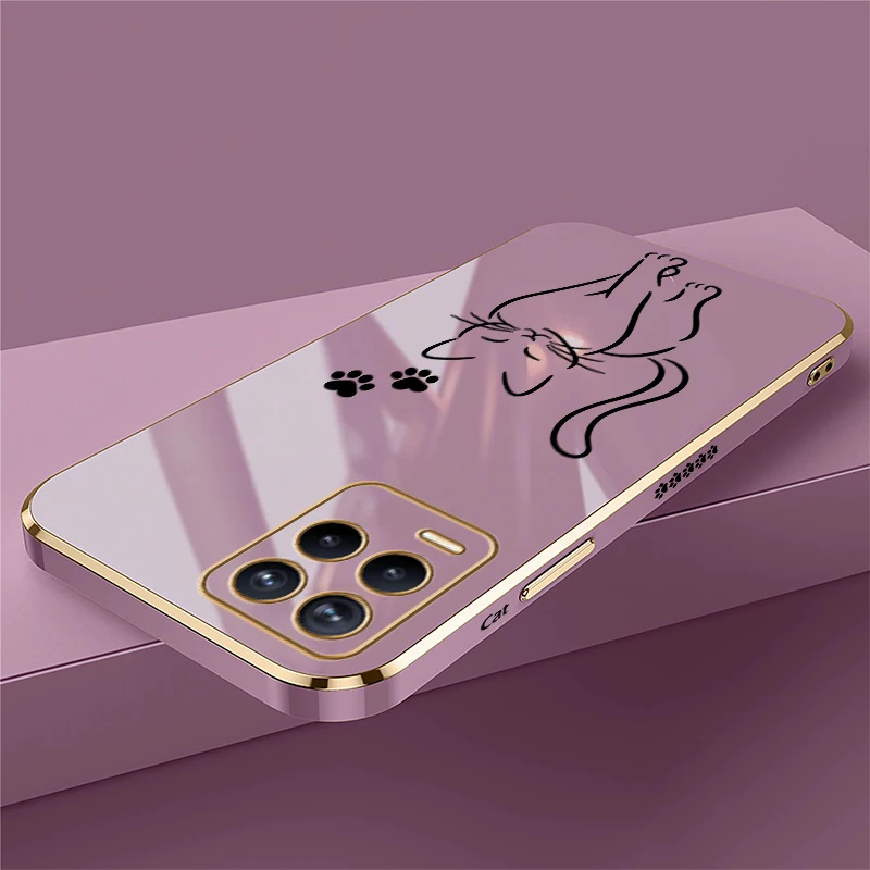 Line Cat Case For Realme Narzo 20 Pro 20A 60X 50i 50A Prime 50Pro Note 60 GT Master V5 V25 U1 Q3Pro Carnival Anti Scratch Covers view 2