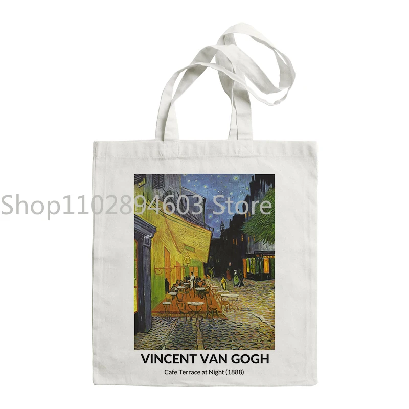 Van Gogh Malerei Frauen Leinwand Umhängetasche hohe Kapazität Einkaufstasche Ästhetik Einkaufstaschen Baumwolle Handtaschen Bücher Tasche für Mädchen