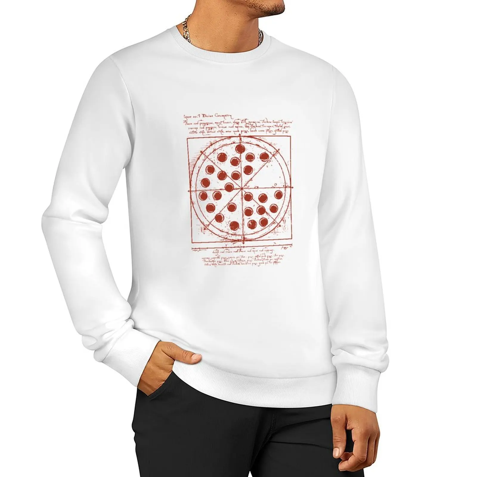 

Vitruvian Pizza Sweatshirt men's autumn clothes japanese style mens designer clothes men sweatshirt