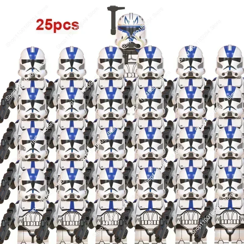 

BEAST KINGDOM 25Pcs Clone Troopers Building Block 501st Wars Clone Legion WM2032 Compatible Blocks Cody Rex Brick MiniFigure Toy
