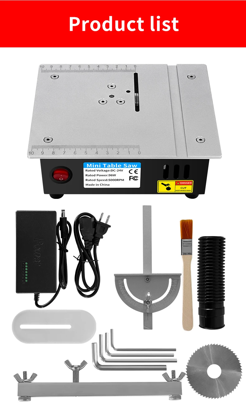 96 W Mini-Tischkreissäge, Holzbearbeitung, elektrische Tischkreissäge, 7 Geschwindigkeiten, verstellbar, DIY-Modell, Hausschnittmaschine, 63 mm Klinge – Detail 17